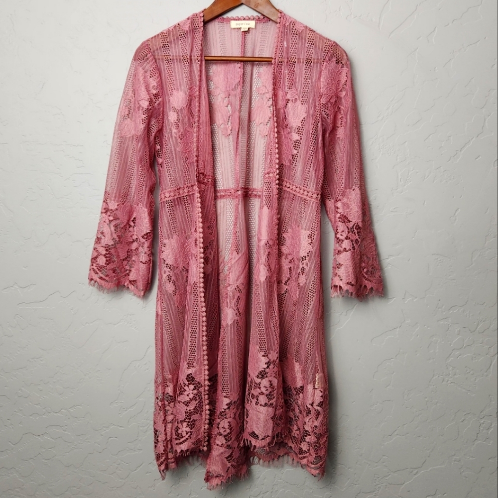 Paper tee long cardigan